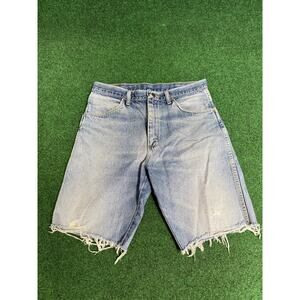 90s Denim Jean Shorts Sz 34 Blue Unisex Distressed